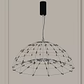 Modern Spherical Chandelier With Metal Frame And Small Lights In Indoor Setting