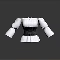 White Off Shoulder Top With Puffed Sleeves And Black Corset Belt