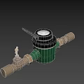 Green Water Meter With Open Black Cover And Brass Valve For Water Measurement