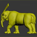 Fantasy Creature Character With Pink Horns Purple Blue Striped Body And Gray Skin
