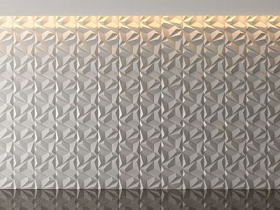 Modern 3D Geometric Textured Bed Accent Wall With Lighting 3d model