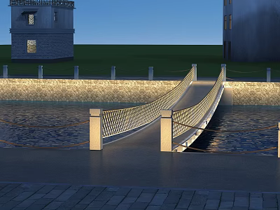Modern Bridge Wooden Bridge 3d model