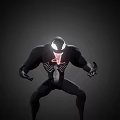 Venom Game Movie Character Black Symbiote With White Glowing Eyes And Red Chest Symbol