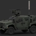 Military Green Armored Utility Vehicle With Roof Mounted Weapon System And Off Road Tires