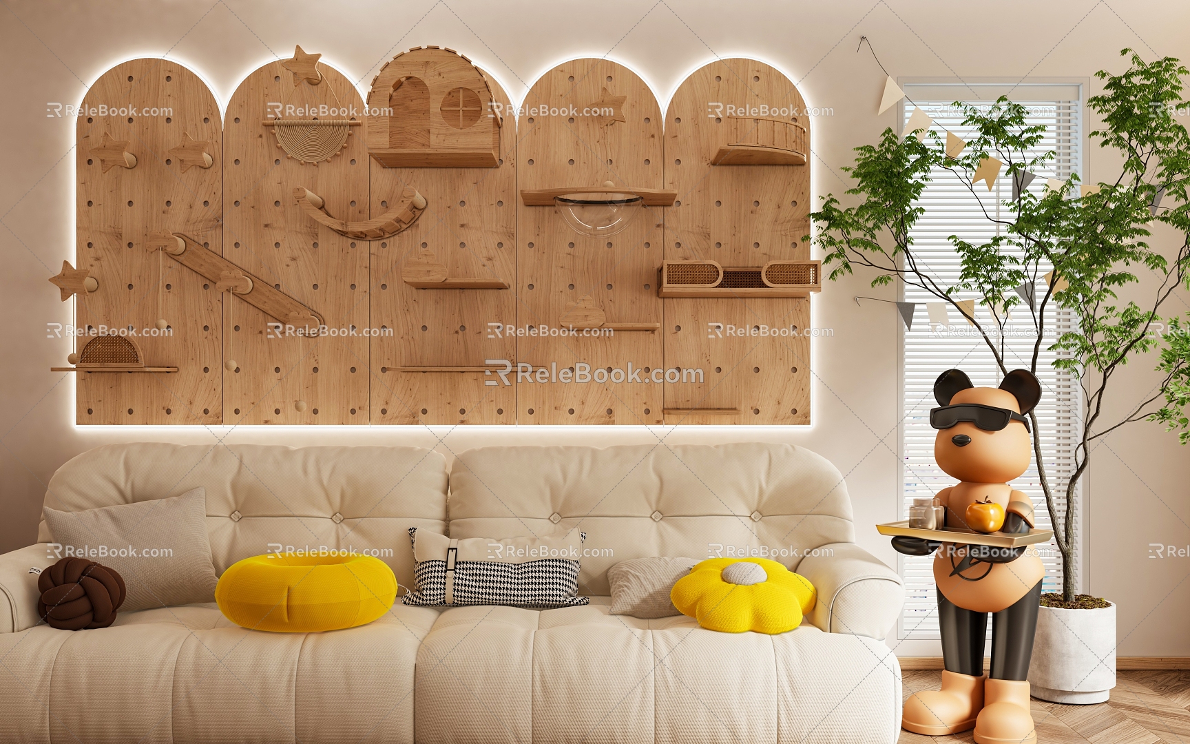 Cat Climbing Rack Decorative Cabinet Rack Background Wall Sofa Background Wall Decorative Rack 3d model