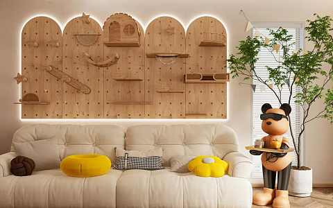 Cat Climbing Rack Decorative Cabinet Rack Background Wall Sofa Background Wall Decorative Rack 3d model
