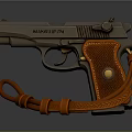 Black HANDBUN P8 Handgun with Orange Braided Holster and Gold Button