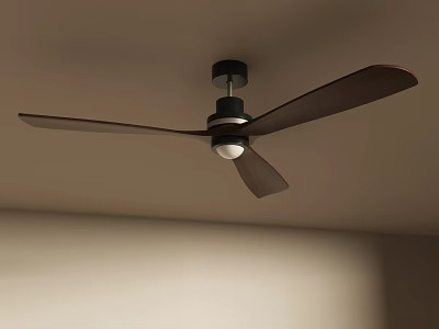 Modern Ceiling Fan With Light And Brown Blades For Interior Design 3d model