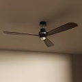 Modern Ceiling Fan With Light And Brown Blades For Interior Design 3d model