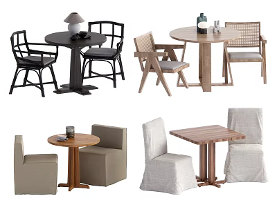 Modern Table and Chair Sets with Various Designs for Home Living Spaces 3d model