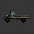 Blue Small Truck With Open Flatbed And Single Cab Design