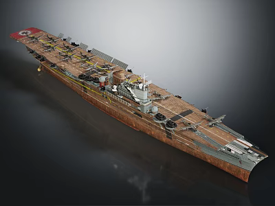Aircraft Carrier Warship Featuring Flight Deck And Detailed Naval Military Structure Design 3d model