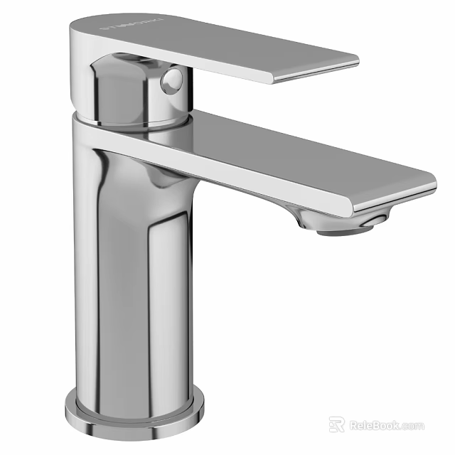 Contemporary Chrome Faucet With Single Handle And Smooth Surface For Modern Bathroom 3d model 