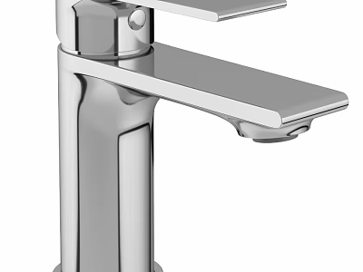 Contemporary Chrome Faucet With Single Handle And Smooth Surface For Modern Bathroom 3d model