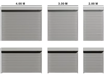 Different Sizes Roller Shutters Display With 4.00M 3.00M 2.00M Dimensions 3d model