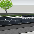 Garden Ornament Landscape With Water Feature Green Lawn Tree And Paved Platform
