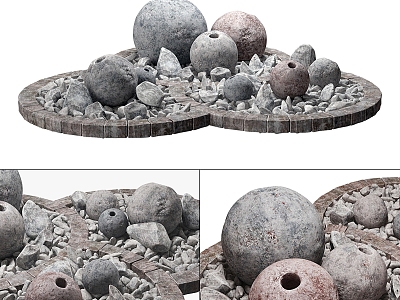 Landscape Stone Garden Landscape Stone Block Stone Ball Outdoor Park Rocks model