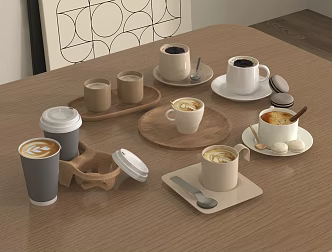 Coffee Cup Hot Drink Cup Candy Cookie Tray 3d model