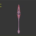 Futuristic Spear With Red And Silver Design Glowing Blade And Metallic Handle