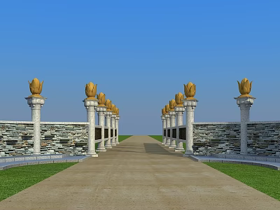 Modern Gate Landscape Lotus 3d model