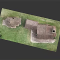 European Architecture Model With Tower Red Tiled Roofs Stone Walls And Green Lawn