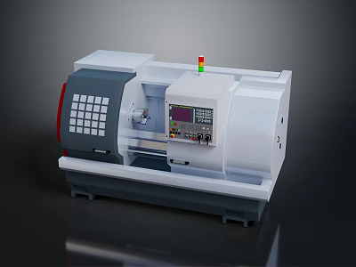 CNC Lathe Machine With Control Panel Digital Display And Stable Base 3d model