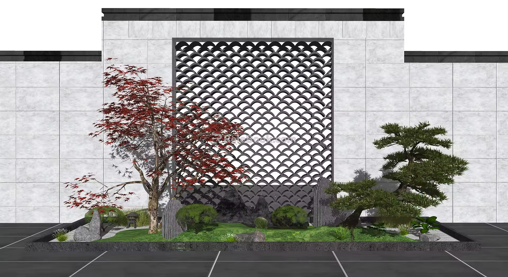 New Chinese style landscape sketch landscape sketch stone 3d model