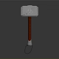 Silver Mjolnir Hammer With Triangular Symbol Blue Top And Red Handle
