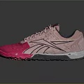 Pink Athletic Training Shoes With Mesh Upper Gray Accents And White Sole Design