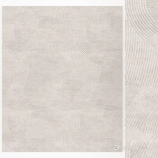 Modern Square Rug with Soft Woven Wavy Texture in Light Beige Living Room Decor 3d model 