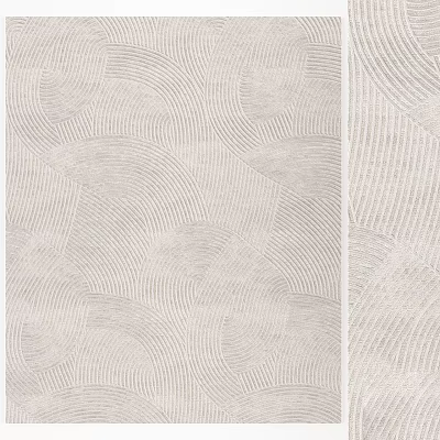 Modern Square Rug with Soft Woven Wavy Texture in Light Beige Living Room Decor 3d model