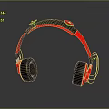 Red And Black Over Ear Headphones With Green Accents And White Wire Reflective Design