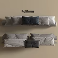 Poliform Stylish Pillow Arrangement With Textured And Solid Gray Navy Designs For Modern Interiors