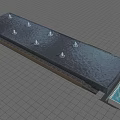 Modern Long Rectangular Water Fountain With Multiple Water Jets And Blue Basin 3d model