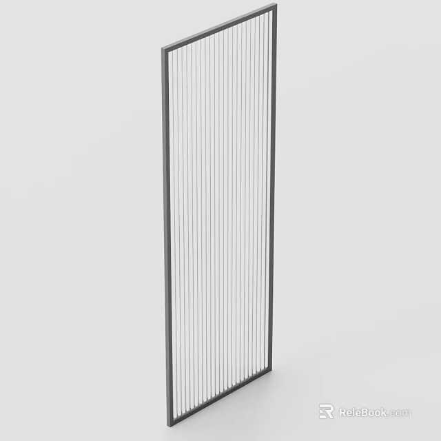Modern Room Divider With Vertical Slats And Metal Frame For Interior Partition 3d model 