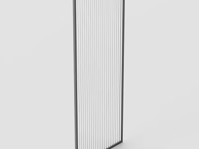Modern Room Divider With Vertical Slats And Metal Frame For Interior Partition 3d model