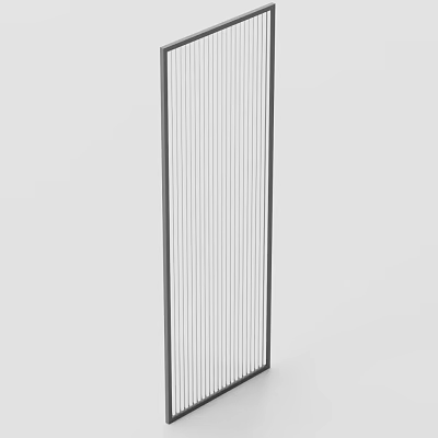 Modern Room Divider With Vertical Slats And Metal Frame For Interior Partition 3d model