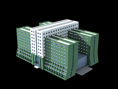 Modern Industrial Factory Building Featuring Green White Exterior And Multi Story Structure Design 3d model