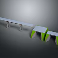 Modern Scene Components Design With Long White Structure And Green Base Modules