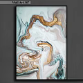 Abstract Marble Artwork With Gold Blue And White Swirl Patterns For Decor