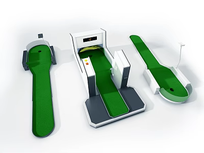 Golf Training Equipment with Green Mat and White Frame for Indoor Swing Practice 3d model