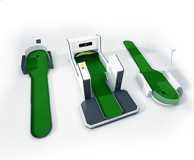 Golf Training Equipment with Green Mat and White Frame for Indoor Swing Practice 3d model