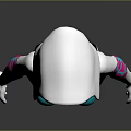 Game Movie Character With Pink Hair White Hood Black Bodysuit And Blue Shoes