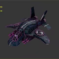 Futuristic Blue Sci Fi Aircraft Model With Angular Wings And Cockpit