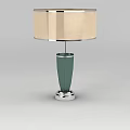 Modern Table Lamp With Beige Lampshade Green Column And Silver Base 3d model
