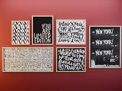 Assorted Framed Wall Art Prints With Text And Pattern Designs For Home 3d model
