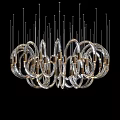 Modern Chandelier With Multiple Transparent Glass Rings And Gold Accents Hanging Design