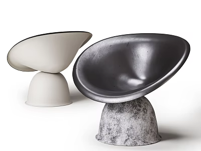 Sleek Modern Accent Chairs White and Black with Sculptural Smooth and Textured Bases 3d model