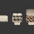 Fresh Brown Eggs In Open Paper Egg Cartons On Black Surface 3d model