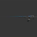 Futuristic Black Rifle With Blue Light Effects And Modern Tech Design